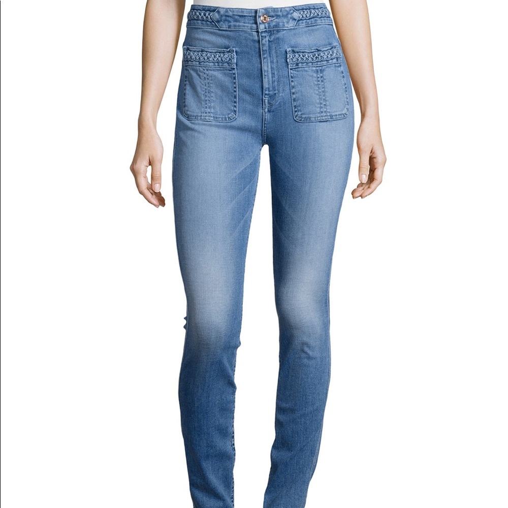 7 For All Man Kind Braided Skinny Jeans